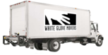 White Glove Movers Cedar Rapids moving truck with company logo on side.